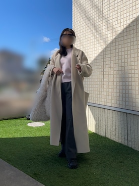 「UNIQLO（ユニクロ）のアイテム（ニット/セーター、ピンク系）」を使った、*ponyo*さん（レディース・153cm）の冬コーディネート