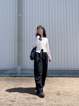 「GU（ジーユー）のアイテム（カーディガン/ボレロ、ホワイト系）」を使った、*ponyo*さん（レディース・153cm）の春コーディネート