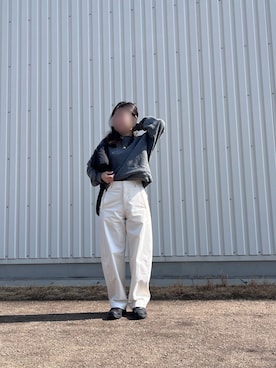 「UNIQLO（ユニクロ）のアイテム（その他パンツ、ホワイト系）」を使った、*ponyo*さん（レディース・153cm）の春コーディネート