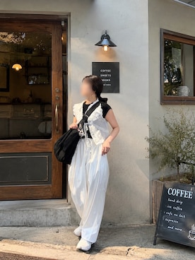 「GU（ジーユー）のアイテム（その他パンツ、ホワイト系）」を使った、*ponyo*さん（レディース・153cm）の夏コーディネート