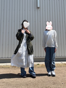 「レースワンピース」｜「アイテム（ジャケット/アウター）」を使った、*ponyo*さん（レディース・153cm）の春コーディネート