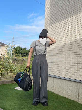 coca（coca）（コカ）の「ストライプ柄2wayサロペット