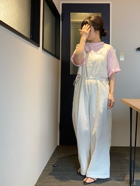 「Kastane（カスタネ）のアイテム（サロペット/オーバーオール）」を使った、*ponyo*さん（レディース・153cm）の夏コーディネート