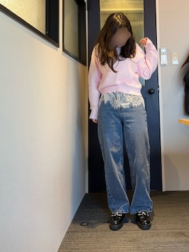 「UNIQLO（ユニクロ）のアイテム（ニット/セーター、ピンク系）」を使った、*ponyo*さん（レディース・153cm）の冬コーディネート