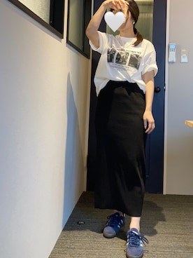 「DISCOAT（ディスコート）の【WEB限定】リブカットナロースカート（スカート）」を使った、*ponyo*さん（レディース・153cm）の夏コーディネート
