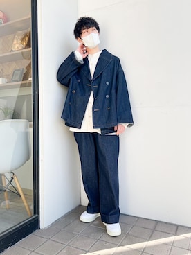 「epnok（エプノック）のアイテム（デニムジャケット）」を使った、ひかり《相互》さん（メンズ・162cm）の春コーディネート