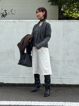 「アイテム（カーディガン/ボレロ）」を使った、hoho𓆸さん（レディース・154cm・40代）の秋コーディネート