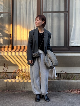 「アイテム（カーディガン/ボレロ）」を使った、hoho𓆸さん（レディース・154cm・40代）の冬コーディネート