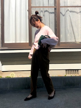 「SLOBE IENA（スローブイエナ）のアイテム（バレエシューズ）」を使った、hoho𓆸さん（レディース・154cm）の冬コーディネート