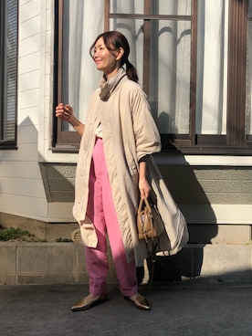 「アイテム（ブルゾン）」を使った、hoho𓆸さん（レディース・154cm・40代）の春コーディネート