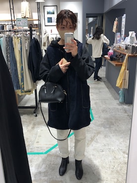 「アイテム（チェスターコート）」を使った、hoho𓆸さん（レディース・154cm・40代）の冬コーディネート