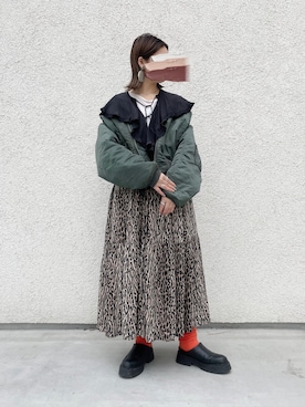 「カラーソックス」｜「アイテム（MA-1）」を使った、𝙣𝙖𝙩𝙨𝙪𝙘𝙤さん（レディース・158cm）の春コーディネート