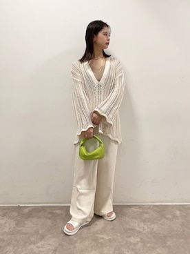 「透かし編みニット」｜𝙣𝙖𝙩𝙨𝙪𝙘𝙤さん（レディース・158cm）の夏コーディネート