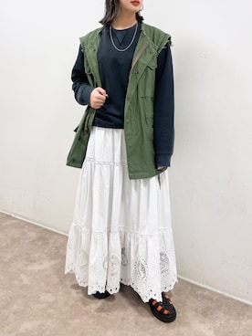 「NOFALL（ノーフォール）のアイテム」を使った、𝙣𝙖𝙩𝙨𝙪𝙘𝙤さん（レディース・158cm）の春コーディネート