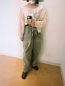 「sango（sango）のアイテム（カーディガン/ボレロ）」を使った、𝙣𝙖𝙩𝙨𝙪𝙘𝙤さん（レディース・158cm）の冬コーディネート