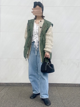 「NOFALL（ノーフォール）のアイテム」を使った、𝙣𝙖𝙩𝙨𝙪𝙘𝙤さん（レディース・158cm）の春コーディネート