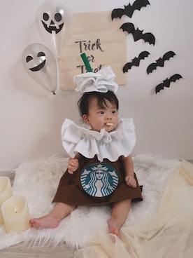 「no brand（ノーブランド）のアイテム（オールインワン・サロペット）」を使った、moanさん（キッズ・70cm）の秋コーディネート