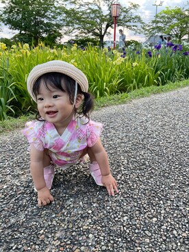 「MIKI HOUSE（ミキハウス）のアイテム（帽子）」を使った、moanさん（キッズ・70cm）の夏コーディネート