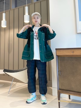 「ワークパンツ」｜「アイテム（ブルゾン）」を使った、HALHIさん（レディース・161cm）の春コーディネート