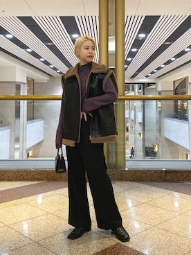 「Ray BEAMS（レイビームス）のRay BEAMS / メランジ リブタートルネック ニット（ニット/セーター）」を使った、HALHIさん（レディース・161cm）の秋コーディネート