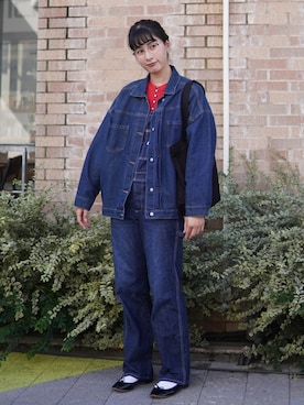 「Maison Kitsune(メゾンキツネ)のアイテム」を使った、ハヤシ アンナさん(レディース・171cm)の秋コーディネート