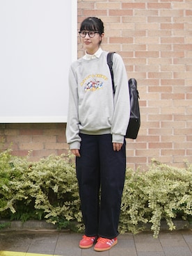 「アイテム（トートバッグ）」を使った、ハヤシ　アンナさん（レディース・171cm）の秋コーディネート