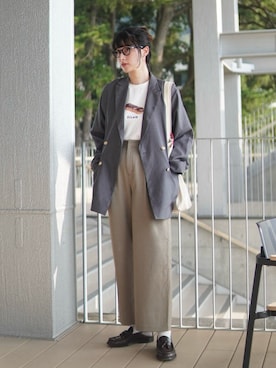 「アイテム（テーラードジャケット）」を使った、ハヤシ　アンナさん（レディース・171cm）の秋コーディネート