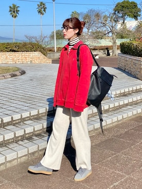 「アイテム（トートバッグ）」を使った、ハヤシ　アンナさん（レディース・171cm）の冬コーディネート