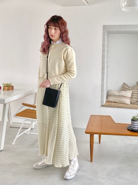 「rectangle（レクタングル）のアイテム（カーディガン/ボレロ）」を使った、ハヤシ　アンナさん（レディース・171cm）の春コーディネート