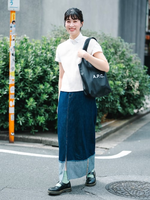 セール】ロールアップデニムロングスカート-ZOZOMARKET by