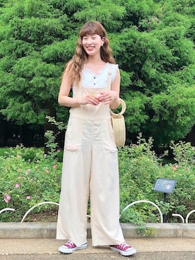 「CIAOPANIC TYPY（チャオパニックティピー）のアイテム（サロペット/オーバーオール）」を使った、ハヤシ　アンナさん（レディース・171cm）の夏コーディネート