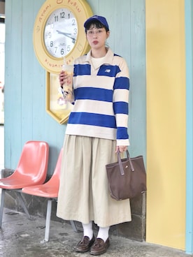 「LACOSTE（ラコステ）のアイテム」を使った、ハヤシ　アンナさん（レディース・171cm）の春コーディネート