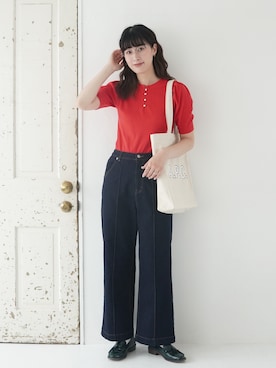 「アイテム（トートバッグ）」を使った、ハヤシ　アンナさん（レディース・171cm）の夏コーディネート
