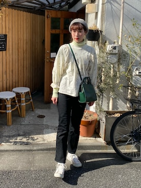「ほめられ本命コーデ」｜「アイテム（ハンチング/ベレー帽）」を使った、ハヤシ　アンナさん（レディース・171cm）の冬コーディネート