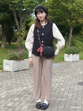 「アイテム（帽子）」を使った、ハヤシ　アンナさん（レディース・171cm）の秋コーディネート