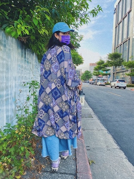 「CONVERSE（コンバース）のアイテム（スニーカー、パープル系）」を使った、JeJe Yuさん（レディース・165cm）の夏コーディネート