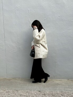 「カフェ」｜「アイテム（その他アウター）」を使った、rioさん（レディース・162cm）の冬コーディネート