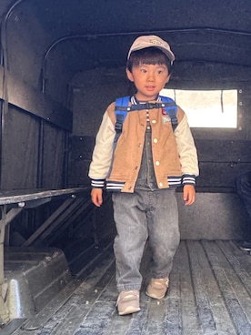 「アイテム（サロペット/オーバーオール）」を使った、ちとさん（キッズ・100cm）の冬コーディネート