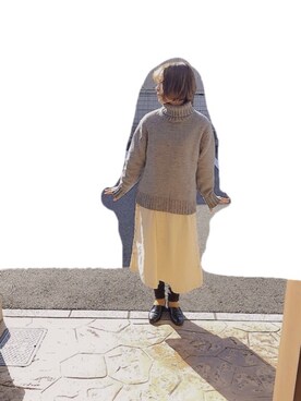「HARUTA」｜「アイテム（シャツワンピース）」を使った、なつみさん（レディース・160cm）の冬コーディネート