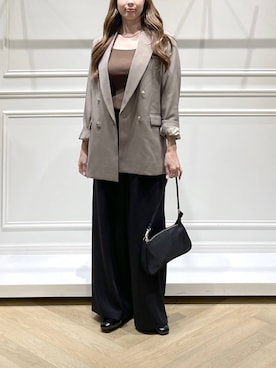 「A part by（アパートバイ）のＷライクテーラードスリットジャケット（テーラードジャケット）」を使った、cocoさん（レディース・160cm）の秋コーディネート