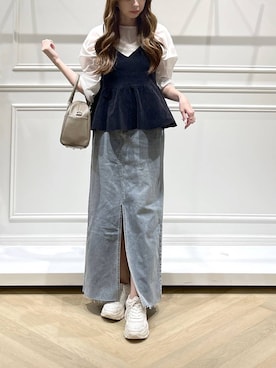 「A part by（アパートバイ）のアイテム（デニムスカート）」を使った、cocoさん（レディース・160cm）の秋コーディネート