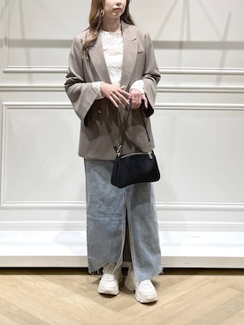 「A part by（アパートバイ）のＷライクテーラードスリットジャケット（テーラードジャケット）」を使った、cocoさん（レディース・160cm）の秋コーディネート