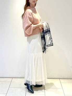 「A part by（アパートバイ）のアイテム（ストール/ショール）」を使った、cocoさん（レディース・160cm）の冬コーディネート