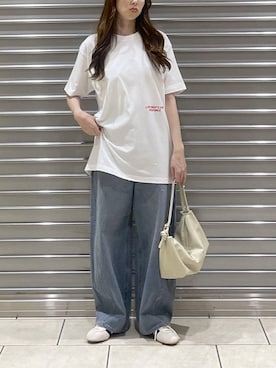 「A part by（アパートバイ）のApbコクーンデニムパンツ（デニムパンツ、ブルー系）」を使った、cocoさん（レディース・160cm）の冬コーディネート