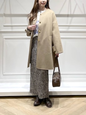 「アイテム（ノーカラーコート）」を使った、cocoさん（レディース・160cm）の秋コーディネート