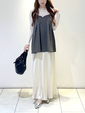 「ロングヘア」｜「アイテム（バッグ）」を使った、cocoさん（レディース・160cm）の春コーディネート