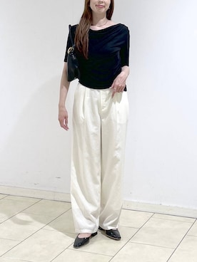 「A part by（アパートバイ）のハートモチーフバッグ（ショルダーバッグ、ブラック系）」を使った、cocoさん（レディース・160cm）の夏コーディネート