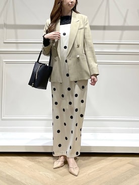 「A part by（アパートバイ）のLNTテーラードジャケット（テーラードジャケット、ベージュ系）」を使った、cocoさん（レディース・160cm）の冬コーディネート