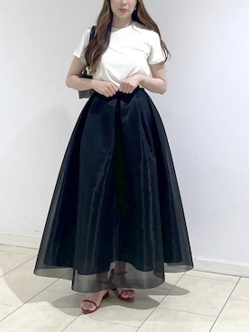 「A part by（アパートバイ）のダブルラッセルタックスカート（スカート、ブラック系）」を使った、cocoさん（レディース・160cm）の春コーディネート