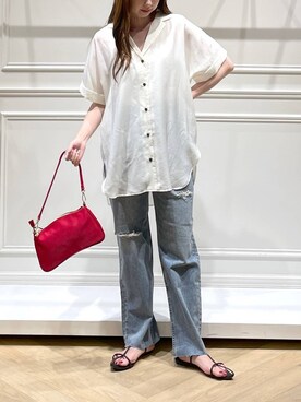 「アイテム（バッグ、レッド系）」を使った、cocoさん（レディース・160cm）の夏コーディネート